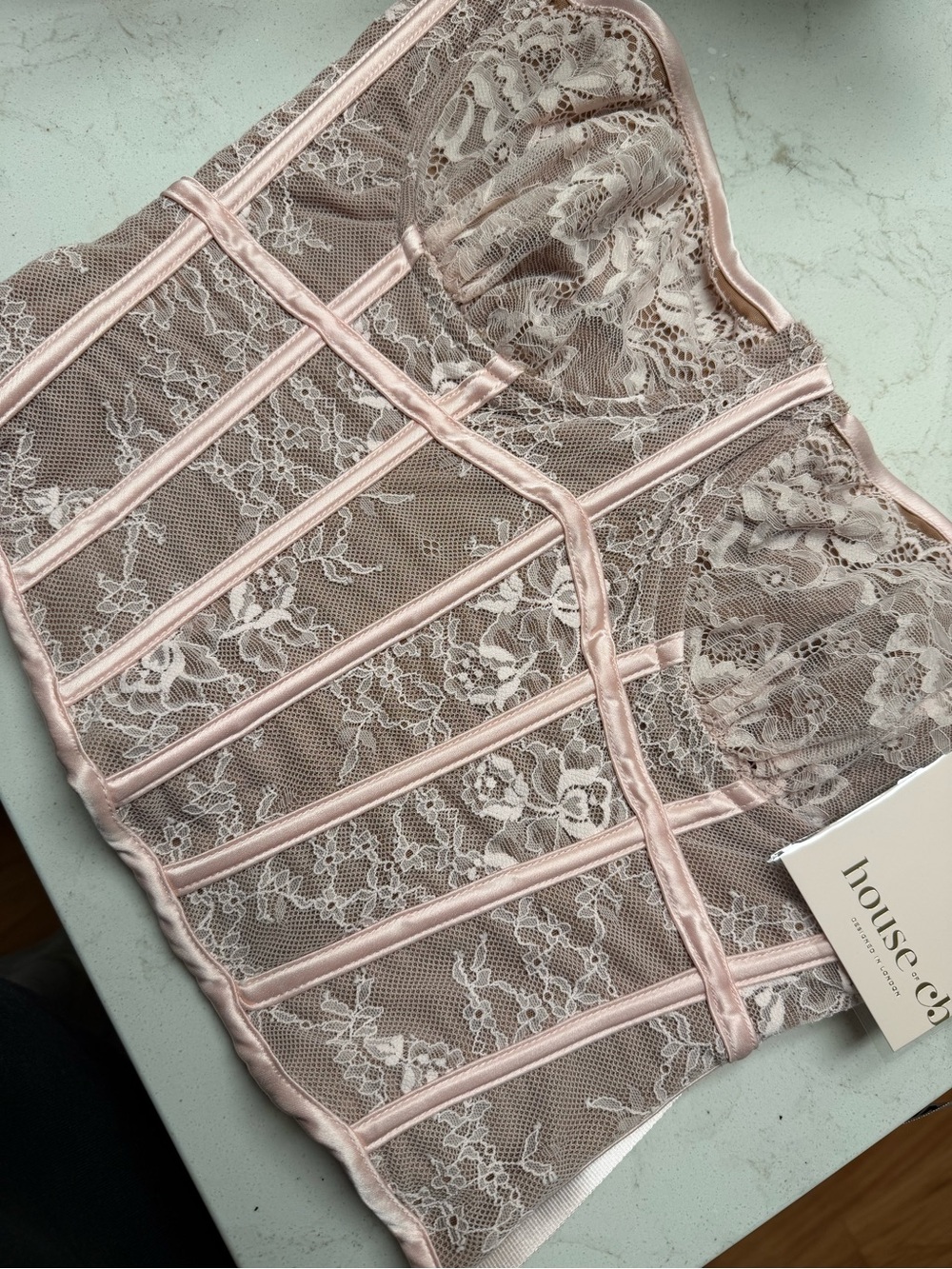 House of CB Blush Pink Lace Corset Top